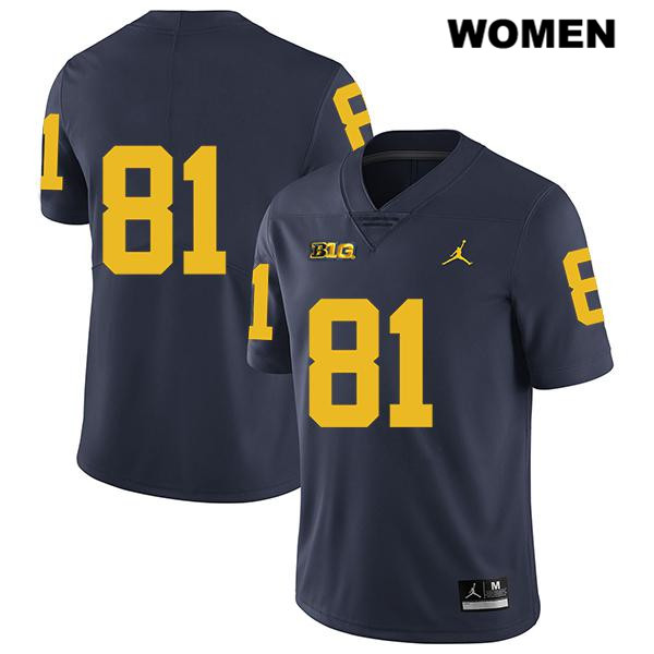 Women's NCAA Michigan Wolverines Nate Schoenle #81 No Name Navy Jordan Brand Authentic Stitched Legend Football College Jersey PG25M43SX